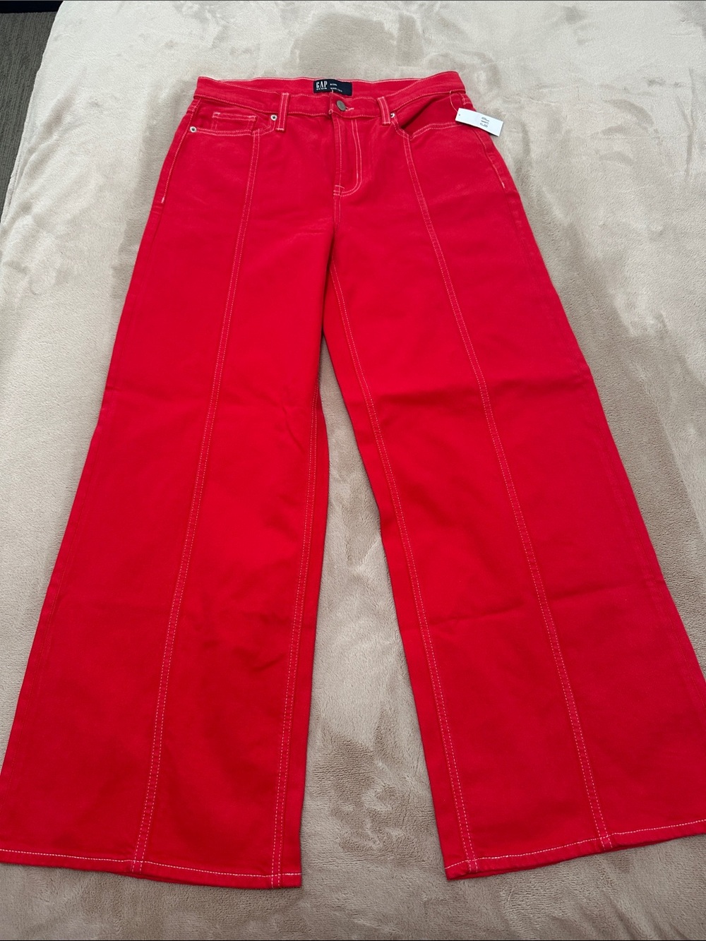 GAP Red Wide-Leg High-Rise Jeans
